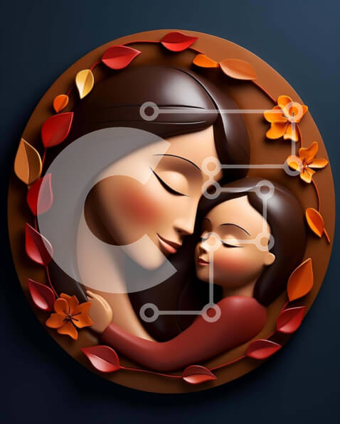 Intra Συλλεκτικό Ξύλινο Παζλ Plywood  4mm - Μητέρα και παιδί αγκαλιάζονται στον κύκλο με θέμα το φθινόπωρο Σε Ξύλινο Κουτί - Διαστάσεις Puzzle: 10x10 cm – 25 κομμάτια