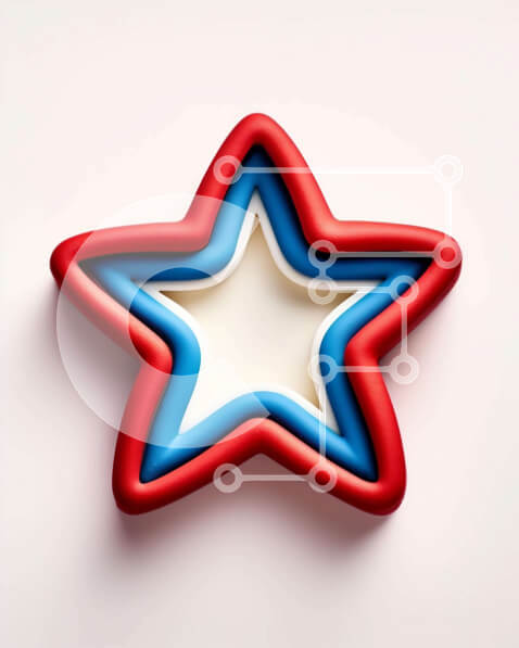 Intra Συλλεκτικό Ξύλινο Παζλ Plywood  4mm - Κόκκινο, λευκό και μπλε κόφτη μπισκότων σε σχήμα αστεριού Σε Ξύλινο Κουτί - Διαστάσεις Puzzle: 10x10 cm – 25 κομμάτια