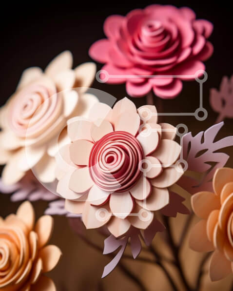 Intra Συλλεκτικό Ξύλινο Παζλ Plywood  4mm - Μπουκέτο από χάρτινα λουλούδια Σε Ξύλινο Κουτί - Διαστάσεις Puzzle: 10x10 cm – 25 κομμάτια