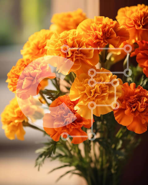 Intra Συλλεκτικό Ξύλινο Παζλ Plywood  4mm - Ζωντανά πορτοκαλί λουλούδια σε βάζο Σε Ξύλινο Κουτί - Διαστάσεις: 10x10 cm – 25 κομμάτια