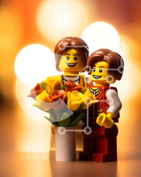 Intra Συλλεκτικό Ξύλινο Παζλ Plywood  4mm - Γιορτή ειδωλίων Lego Σε Ξύλινο Κουτί - Διαστάσεις Puzzle: 10x10 cm – 25 κομμάτια