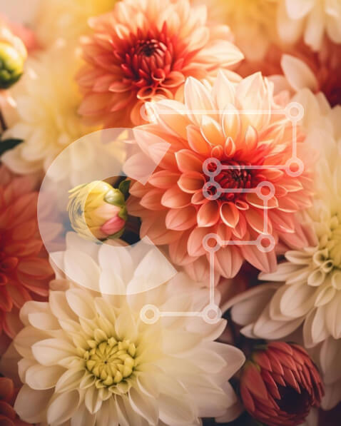 Intra Συλλεκτικό Ξύλινο Παζλ Plywood  4mm - Ζωντανό μπουκέτο λουλούδια Ντάλια Σε Ξύλινο Κουτί - Διαστάσεις: 10x10 cm – 25 κομμάτια