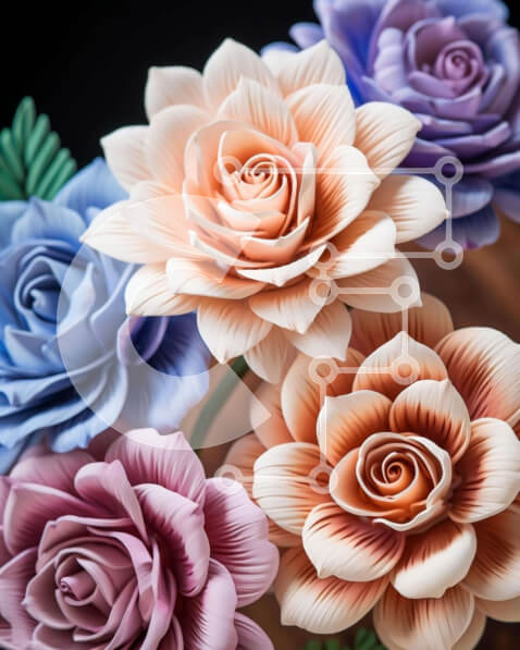 Intra Συλλεκτικό Ξύλινο Παζλ Plywood  4mm - Ομάδα πολύχρωμα τεχνητά λουλούδια Σε Ξύλινο Κουτί - Διαστάσεις: 10x10 cm – 25 κομμάτια