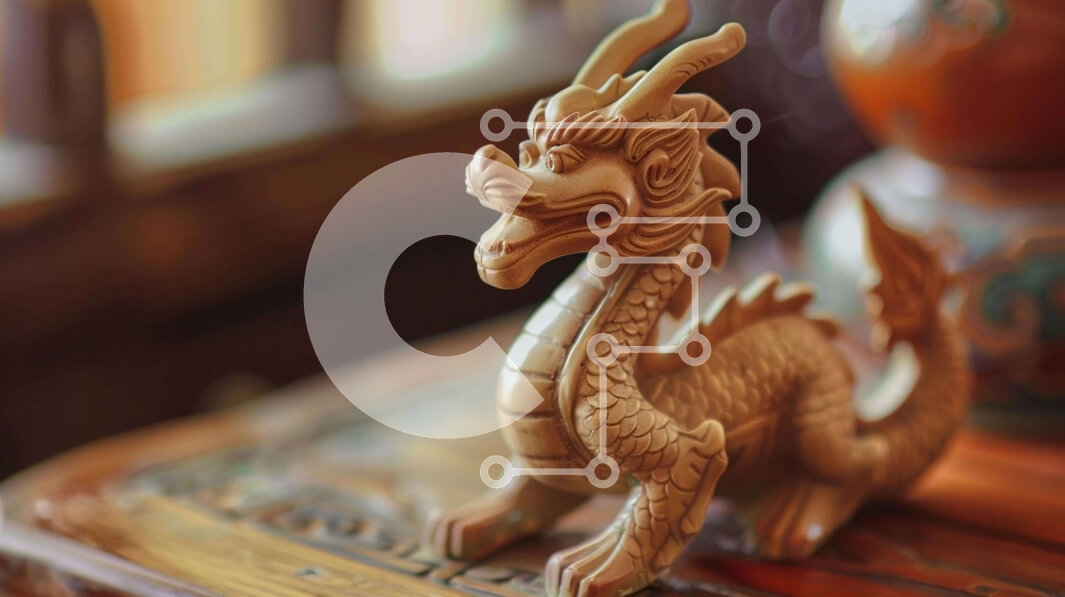 Intra Συλλεκτικό Ξύλινο Παζλ Plywood  4mm - Ξύλινο ειδώλιο δράκου σε επιτραπέζιο ανατολίτικο θέμα Σε Ξύλινο Κουτί - Διαστάσεις: 10x10 cm – 25 κομμάτια