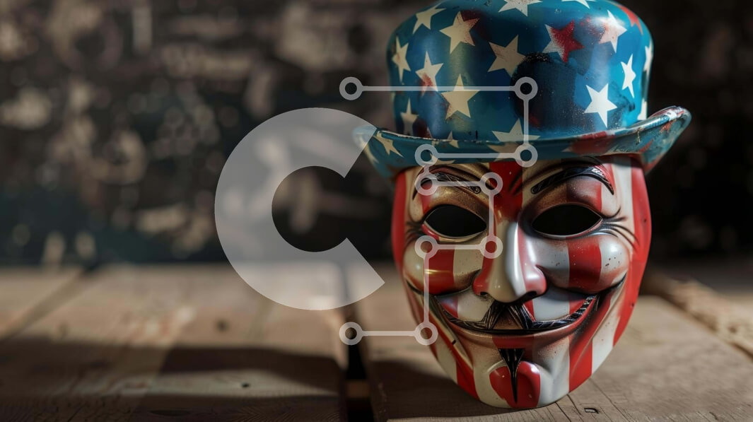 Intra Συλλεκτικό Ξύλινο Παζλ Plywood  4mm - Πατριωτική μάσκα αμερικανικής σημαίας Σε Ξύλινο Κουτί - Διαστάσεις Puzzle: 10x10 cm – 25 κομμάτια