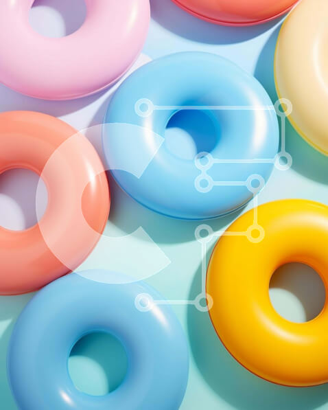 Σετ των 2 Intra Συλλεκτικό Ξύλινο Παζλ Plywood  4mm - Πολύχρωμη πλαστική οθόνη ντόνατς Σε Ξύλινο Κουτί - Διαστάσεις: 10x10 cm – 25 κομμάτια