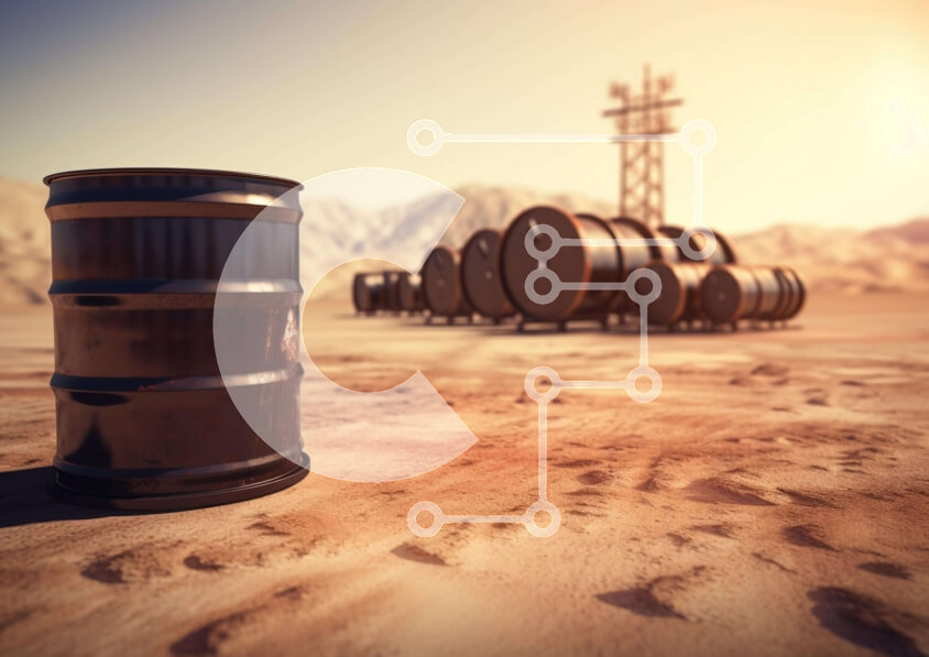 Intra Συλλεκτικό Ξύλινο Παζλ Plywood  4mm - Βαρέλια πετρελαίου στο έρημο τοπίο Σε Ξύλινο Κουτί - Διαστάσεις Puzzle: 10x10 cm – 25 κομμάτια