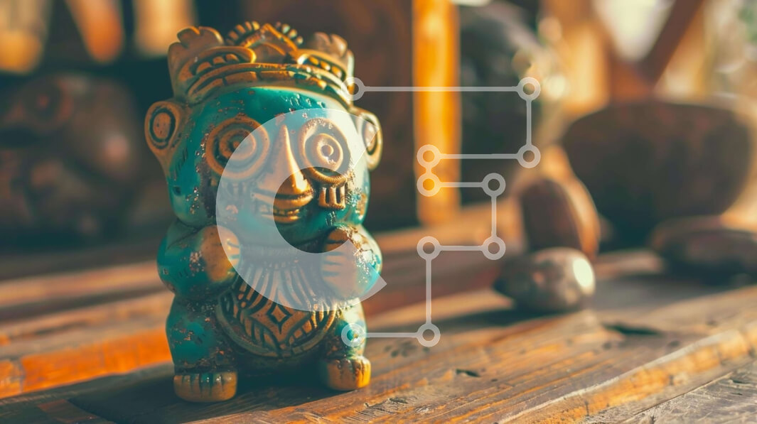 Intra Συλλεκτικό Ξύλινο Παζλ Plywood  4mm - Μπλε ειδώλιο παιχνιδιού σε παλιό ξύλινο τραπέζι Σε Ξύλινο Κουτί - Διαστάσεις: 10x10 cm – 25 κομμάτια