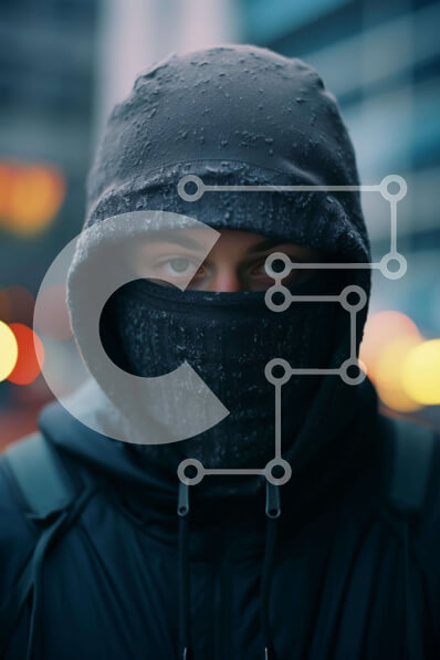 Intra Συλλεκτικό Ξύλινο Παζλ Plywood  4mm - Άνδρας με παλτό και κουκούλα με φώτα πόλης Σε Ξύλινο Κουτί - Διαστάσεις Puzzle: 10x10 cm – 25 κομμάτια