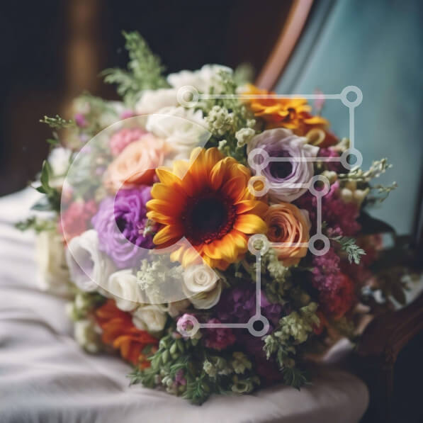 Σετ των 2 Intra Συλλεκτικό Ξύλινο Παζλ Plywood  4mm - Πολύχρωμο μπουκέτο λουλουδιών σε κομψή καρέκλα Σε Ξύλινο Κουτί - Διαστάσεις: 10x10 cm – 25 κομμάτια