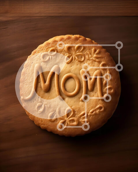 Σετ των 2 Intra Συλλεκτικό Ξύλινο Παζλ Plywood  4mm - Ρουστίκ μπισκότο "Mom" σε ξύλινο τραπέζι Σε Ξύλινο Κουτί - Διαστάσεις: 10x10 cm – 25 κομμάτια