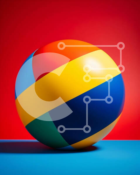 Intra Συλλεκτικό Ξύλινο Παζλ Plywood  4mm - Πολύχρωμη μπάλα παραλίας σε ζωντανό φόντο Σε Ξύλινο Κουτί - Διαστάσεις: 10x10 cm – 25 κομμάτια