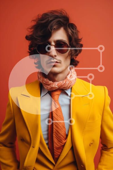 Intra Συλλεκτικό Ξύλινο Παζλ Plywood  4mm - Κομψή ατομική με κίτρινο κοστούμι με πορτοκαλί τόνους Σε Ξύλινο Κουτί - Διαστάσεις Puzzle: 10x10 cm – 25 κομμάτια