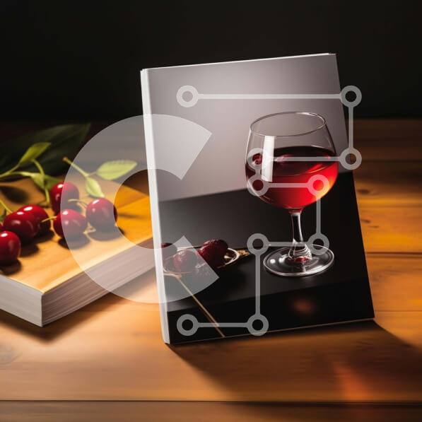 Σετ των 2 Intra Συλλεκτικό Ξύλινο Παζλ Plywood  4mm - Κόκκινο κρασί, κεράσια και ανοιχτό βιβλίο σε ρύθμιση δωματίου Σε Ξύλινο Κουτί - Διαστάσεις: 10x10 cm – 25 κομμάτια