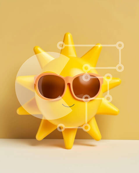 Intra Συλλεκτικό Ξύλινο Παζλ Plywood  4mm - Κίτρινο ειδώλιο ηλίου με γυαλιά ηλίου Σε Ξύλινο Κουτί - Διαστάσεις Puzzle: 10x10 cm – 25 κομμάτια