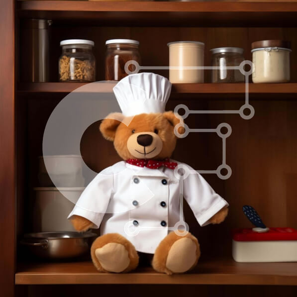 Intra Συλλεκτικό Ξύλινο Παζλ Plywood  4mm - Teddy Bear Chef στην κουζίνα Σε Ξύλινο Κουτί - Διαστάσεις: 10x10 cm – 25 κομμάτια