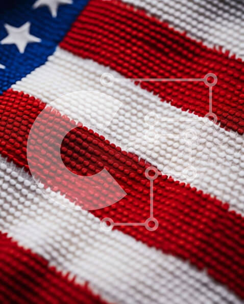 Intra Συλλεκτικό Ξύλινο Παζλ Plywood  4mm - Κοντινό πλάνο της κόκκινης, λευκής και μπλε αμερικανικής σημαίας Σε Ξύλινο Κουτί - Διαστάσεις Puzzle: 10x10 cm – 25 κομμάτια