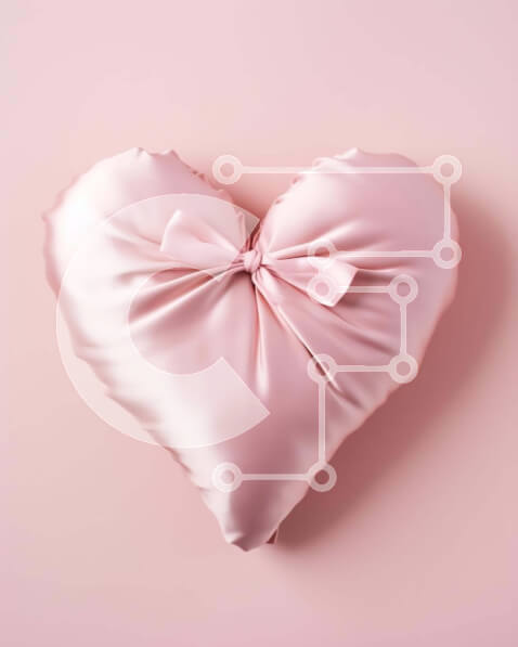 Intra Συλλεκτικό Ξύλινο Παζλ Plywood  4mm - Μαξιλάρι σε σχήμα καρδιάς με κορδέλα σε ροζ φόντο Σε Ξύλινο Κουτί - Διαστάσεις Puzzle: 10x10 cm – 25 κομμάτια