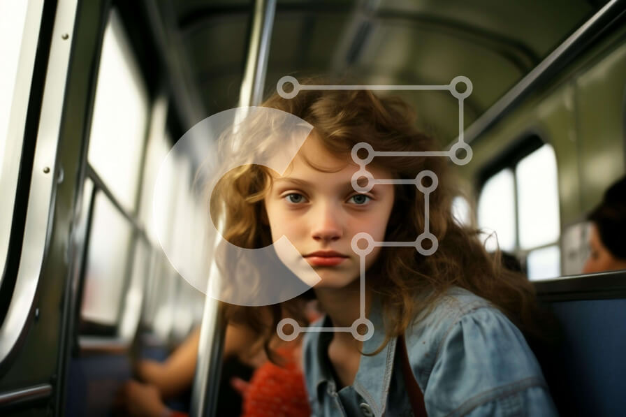 Intra Συλλεκτικό Ξύλινο Παζλ Plywood  4mm - Νεαρό κορίτσι στο υπόγειο τρένο Σε Ξύλινο Κουτί - Διαστάσεις Puzzle: 10x10 cm – 25 κομμάτια