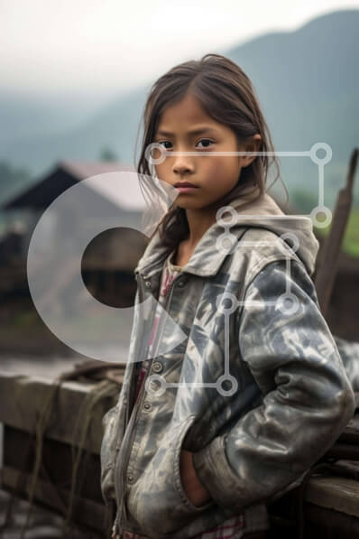 Intra Συλλεκτικό Ξύλινο Παζλ Plywood  4mm - Νεαρό κορίτσι σε υπερυψωμένη ξύλινη πλατφόρμα Σε Ξύλινο Κουτί - Διαστάσεις Puzzle: 10x10 cm – 25 κομμάτια