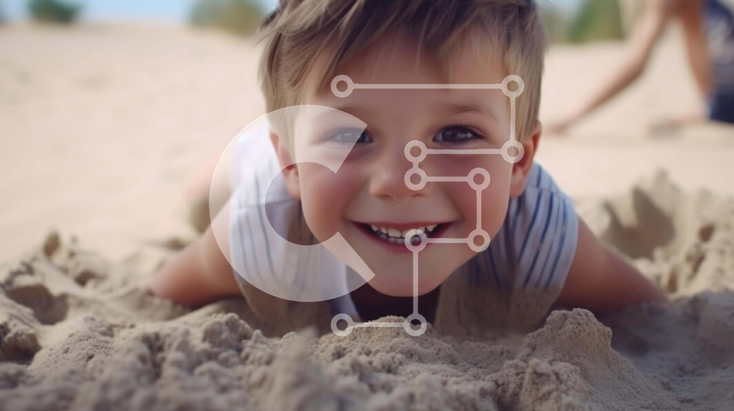 Intra Συλλεκτικό Ξύλινο Παζλ Plywood  4mm - Νεαρό αγόρι που παίζει στην παραλία Σε Ξύλινο Κουτί - Διαστάσεις Puzzle: 10x10 cm – 25 κομμάτια