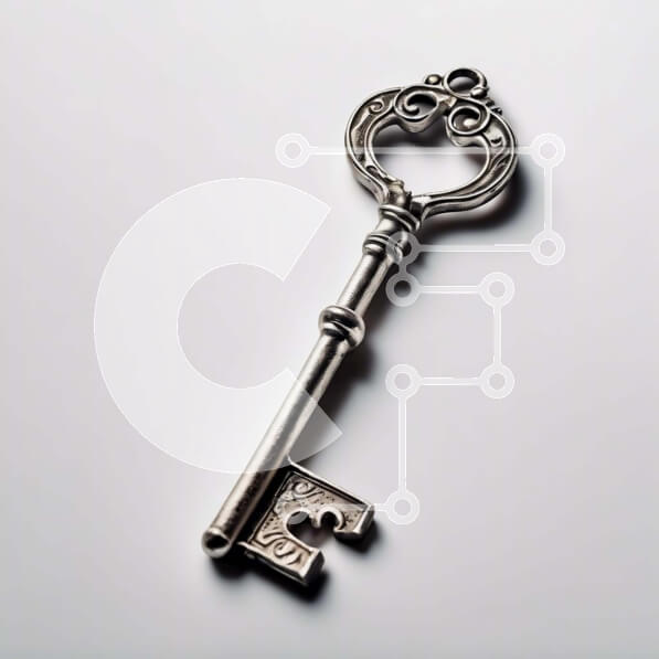 Intra Συλλεκτικό Ξύλινο Παζλ Plywood  4mm - Περίτεχνο ασημένιο κλειδί σε λευκό φόντο Σε Ξύλινο Κουτί - Διαστάσεις: 10x10 cm – 25 κομμάτια