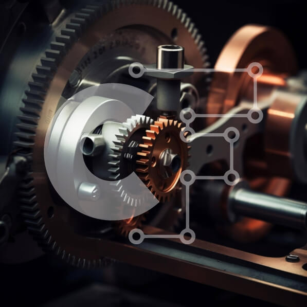 Intra Συλλεκτικό Ξύλινο Παζλ Plywood  4mm - Κοντινή όψη των γραναζιών και των γραναζιών σε μια περίπλοκη μηχανή Σε Ξύλινο Κουτί - Διαστάσεις Puzzle: 10x10 cm – 25 κομμάτια