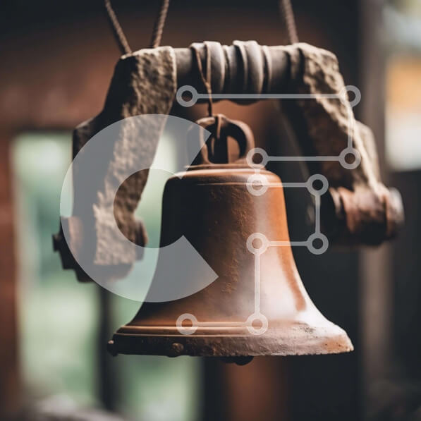 Intra Συλλεκτικό Ξύλινο Παζλ Plywood  4mm - Vintage σκουριασμένο κουδούνι που κρεμιέται σε ξύλινο πλαίσιο Σε Ξύλινο Κουτί - Διαστάσεις: 10x10 cm – 25 κομμάτια