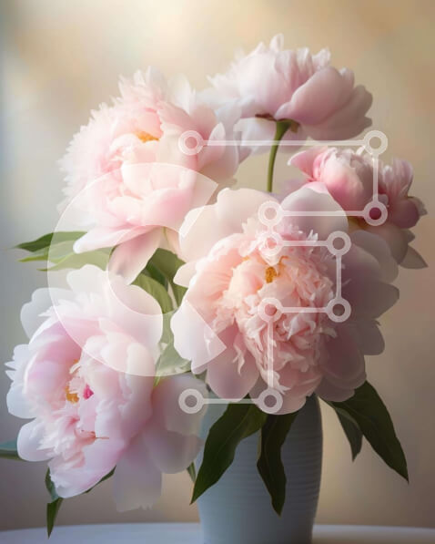 Σετ των 2 Intra Συλλεκτικό Ξύλινο Παζλ Plywood  4mm - Λευκό βάζο με ροζ παιώνιες Σε Ξύλινο Κουτί - Διαστάσεις: 10x10 cm – 25 κομμάτια