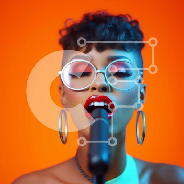 Intra Συλλεκτικό Ξύλινο Παζλ Plywood  4mm - Γυναίκα που τραγουδά στο πορτοκαλί μικρόφωνο Σε Ξύλινο Κουτί - Διαστάσεις Puzzle: 10x10 cm – 25 κομμάτια