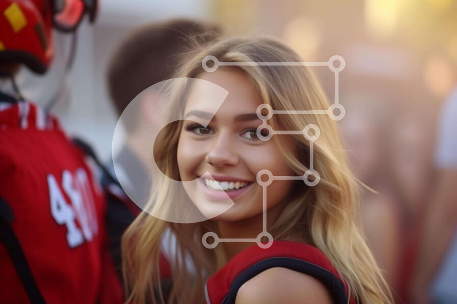 Intra Συλλεκτικό Ξύλινο Παζλ Plywood  4mm - Νεαρή γυναίκα με κόκκινο σορτς που χαμογελά στο πορτοκαλί αυτοκίνητο Σε Ξύλινο Κουτί - Διαστάσεις Puzzle: 10x10 cm – 25 κομμάτια