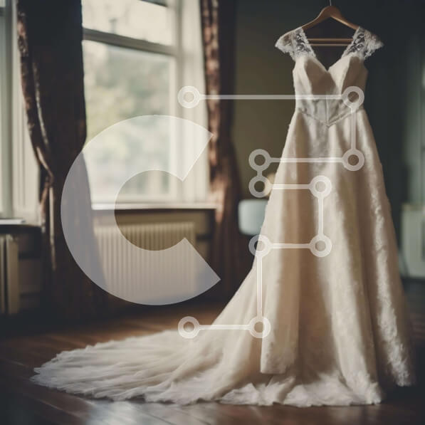 Σετ των 2 Intra Συλλεκτικό Ξύλινο Παζλ Plywood  4mm - Λευκό νυφικό σε κρεμάστρα μπροστά από το παράθυρο Σε Ξύλινο Κουτί - Διαστάσεις: 10x10 cm – 25 κομμάτια