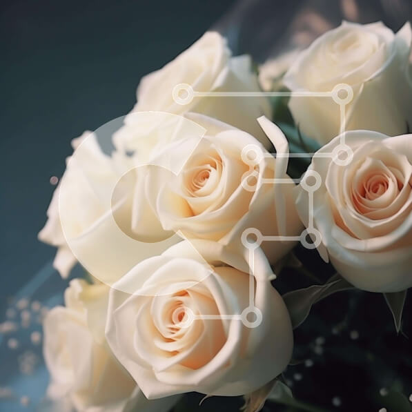 Σετ των 2 Intra Συλλεκτικό Ξύλινο Παζλ Plywood  4mm - Μπουκέτο με λευκά τριαντάφυλλα τυλιγμένα σε χαρτί Σε Ξύλινο Κουτί - Διαστάσεις: 10x10 cm – 25 κομμάτια