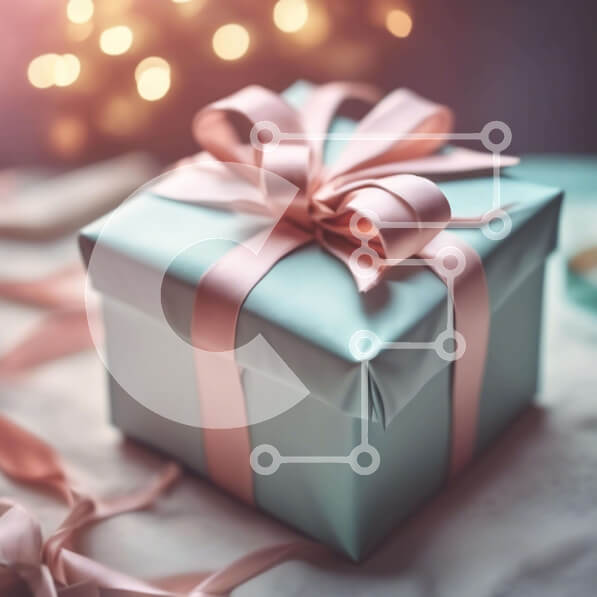 Intra Συλλεκτικό Ξύλινο Παζλ Plywood  4mm - Μπλε κουτί δώρου με ροζ κορδέλα Σε Ξύλινο Κουτί - Διαστάσεις: 10x10 cm – 25 κομμάτια