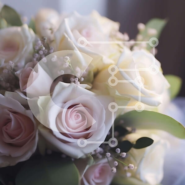 Intra Συλλεκτικό Ξύλινο Παζλ Plywood  4mm - Μπουκέτο με λευκά και ροζ τριαντάφυλλα στο τραπέζι Σε Ξύλινο Κουτί - Διαστάσεις: 10x10 cm – 25 κομμάτια