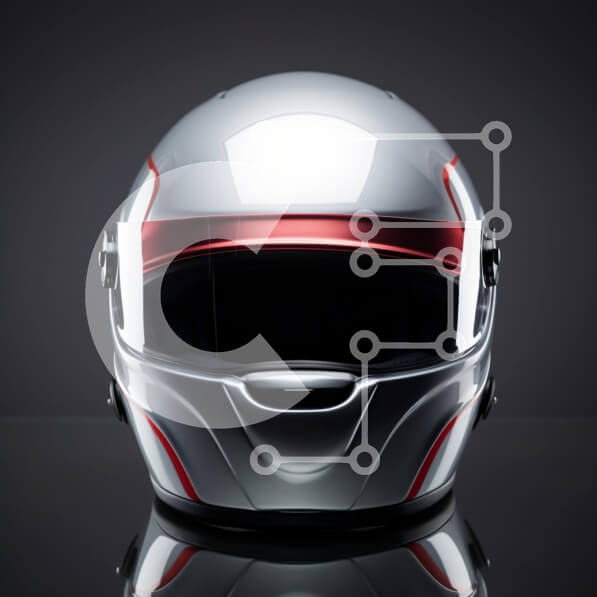 Intra Συλλεκτικό Ξύλινο Παζλ Plywood  4mm - Αγωνιστικό κράνος σε λευκό, ασημί και κόκκινο σε μαύρο φόντο Σε Ξύλινο Κουτί - Διαστάσεις Puzzle: 10x10 cm – 25 κομμάτια