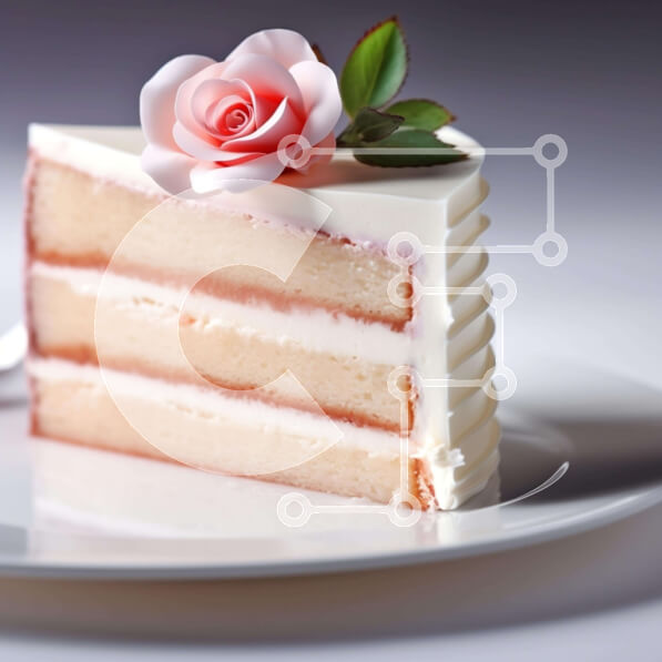 Σετ των 2 Intra Συλλεκτικό Ξύλινο Παζλ Plywood  4mm - Κομψή λευκή τούρτα με ροζ τριαντάφυλλα και πιρούνι Σε Ξύλινο Κουτί - Διαστάσεις: 10x10 cm – 25 κομμάτια