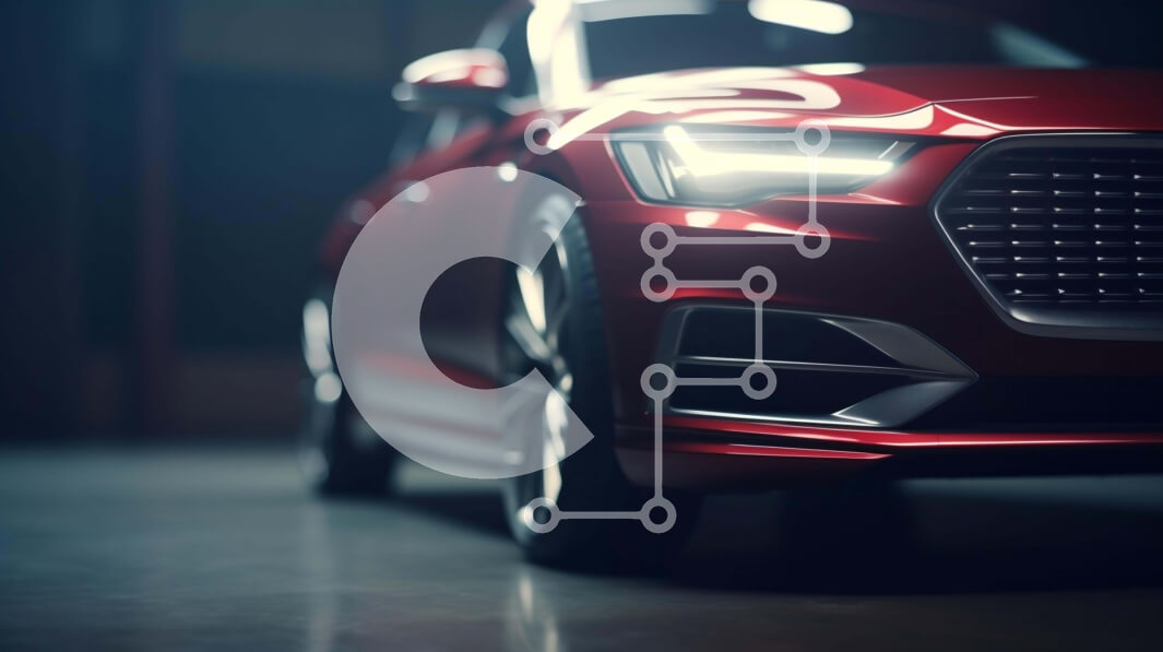 Intra Συλλεκτικό Ξύλινο Παζλ Plywood  4mm - Κόκκινο αυτοκίνητο σε κλειστό χώρο με φωτισμένα φώτα Σε Ξύλινο Κουτί - Διαστάσεις Puzzle: 10x10 cm – 25 κομμάτια