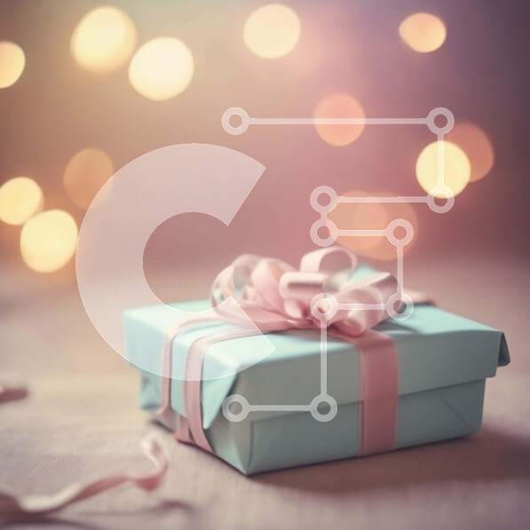 Intra Συλλεκτικό Ξύλινο Παζλ Plywood  4mm - Μπλε Κουτί δώρου με ροζ κορδέλες και φωτάκια Σε Ξύλινο Κουτί - Διαστάσεις: 10x10 cm – 25 κομμάτια