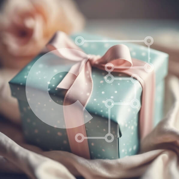 Intra Συλλεκτικό Ξύλινο Παζλ Plywood  4mm - Κουτί δώρου τιρκουάζ με ροζ κορδέλα και τριαντάφυλλο Σε Ξύλινο Κουτί - Διαστάσεις Puzzle: 10x10 cm – 25 κομμάτια