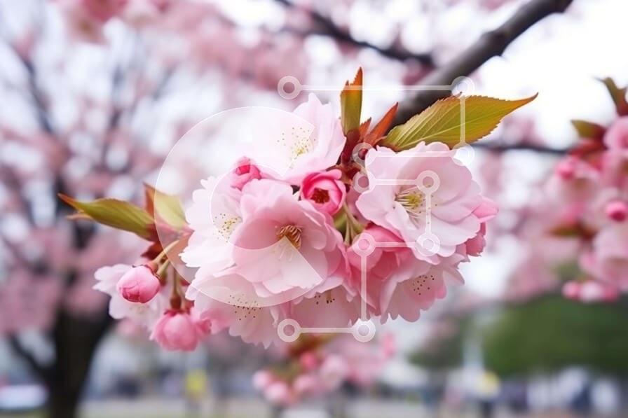 Intra Συλλεκτικό Ξύλινο Παζλ Plywood  4mm - Cherry Blossom Tree σε αστικό περιβάλλον Σε Ξύλινο Κουτί - Διαστάσεις: 10x10 cm – 25 κομμάτια