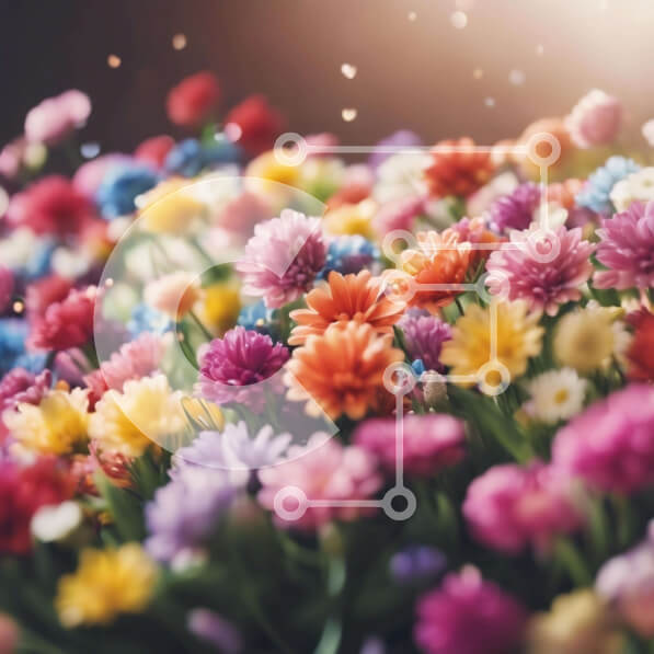 Intra Συλλεκτικό Ξύλινο Παζλ Plywood  4mm - Πολύχρωμο μπουκέτο λουλουδιών για διακοσμητικούς σκοπούς Σε Ξύλινο Κουτί - Διαστάσεις: 10x10 cm – 25 κομμάτια