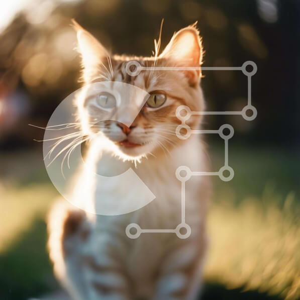 Intra Συλλεκτικό Ξύλινο Παζλ Plywood  4mm - Καφέ και άσπρη γάτα στη χλόη Σε Ξύλινο Κουτί - Διαστάσεις: 10x10 cm – 25 κομμάτια