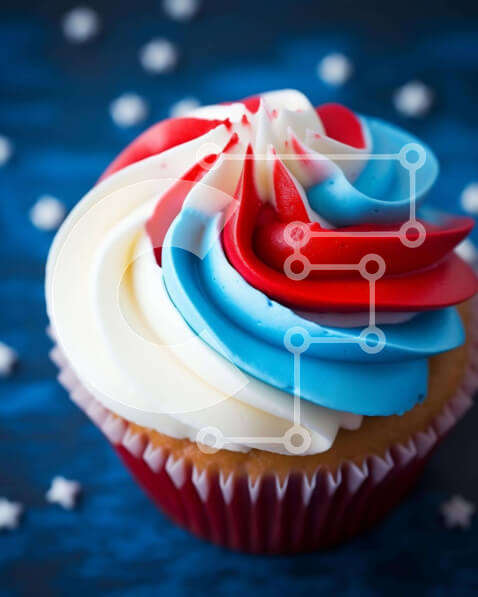 Σετ των 2 Intra Συλλεκτικό Ξύλινο Παζλ Plywood  4mm - Πατριωτικό Cupcake με Κόκκινο, Λευκό και Μπλε γλάσο Σε Ξύλινο Κουτί - Διαστάσεις: 10x10 cm – 25 κομμάτια