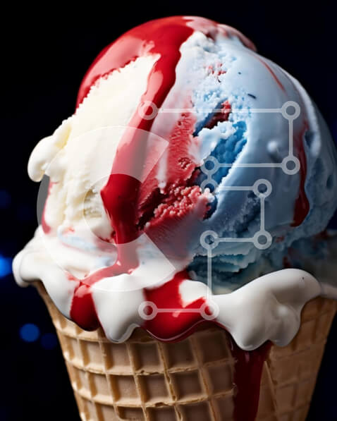 Σετ των 2 Intra Συλλεκτικό Ξύλινο Παζλ Plywood  4mm - Επιδόρπιο με χωνάκι παγωτού αμερικανικής σημαίας για τις 4 Ιουλίου Σε Ξύλινο Κουτί - Διαστάσεις: 10x10 cm – 25 κομμάτια