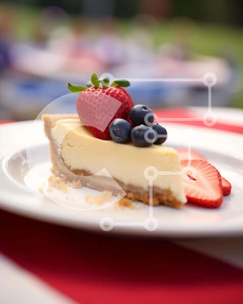 Σετ των 2 Intra Συλλεκτικό Ξύλινο Παζλ Plywood  4mm - Cheesecake με μούρα σε πιάτο με θέμα την αμερικανική σημαία Σε Ξύλινο Κουτί - Διαστάσεις: 10x10 cm – 25 κομμάτια
