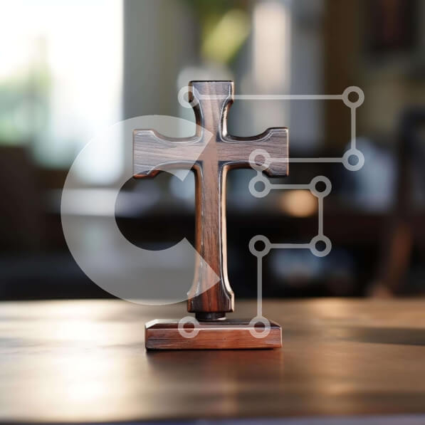 Intra Συλλεκτικό Ξύλινο Παζλ Plywood  4mm - Ξύλινος σταυρός στο τραπέζι Σε Ξύλινο Κουτί - Διαστάσεις Puzzle: 10x10 cm – 25 κομμάτια