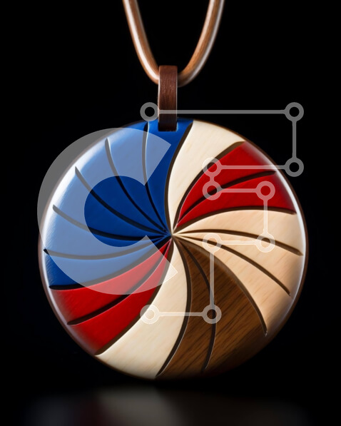 Intra Συλλεκτικό Ξύλινο Παζλ Plywood  4mm - Κυκλικό Ξύλινο Μενταγιόν με Κόκκινο, Μπλε και Λευκό Χρώματα Σε Ξύλινο Κουτί - Διαστάσεις Puzzle: 10x10 cm – 25 κομμάτια