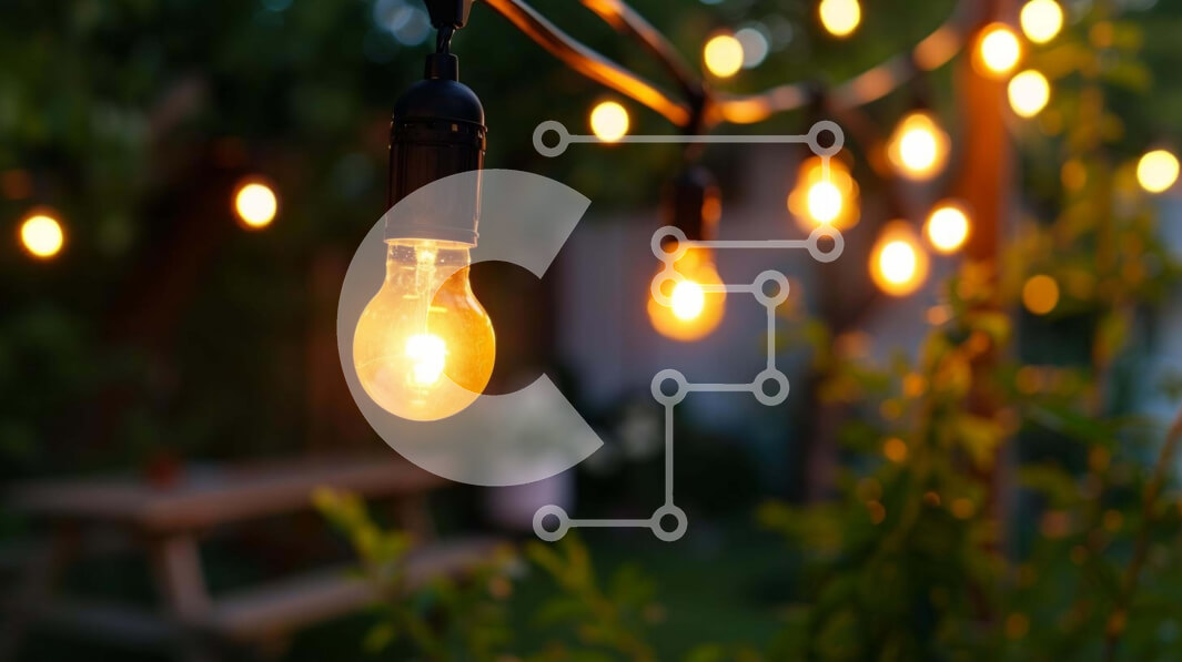 Intra Συλλεκτικό Ξύλινο Παζλ Plywood  4mm - Κορδόνι από κρεμαστά λαμπάκια στην αυλή Σε Ξύλινο Κουτί - Διαστάσεις: 10x10 cm – 25 κομμάτια