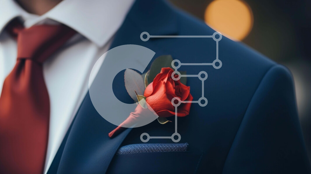 Intra Συλλεκτικό Ξύλινο Παζλ Plywood  4mm - Κομψός άνδρας με μπλε κοστούμι με κόκκινο λουλούδι Σε Ξύλινο Κουτί - Διαστάσεις Puzzle: 10x10 cm – 25 κομμάτια